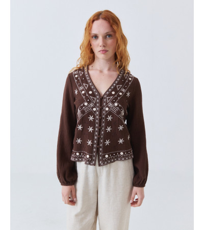 BLUSA BORDADA ESTILO BOHO CON BRILLOS | MULAYA