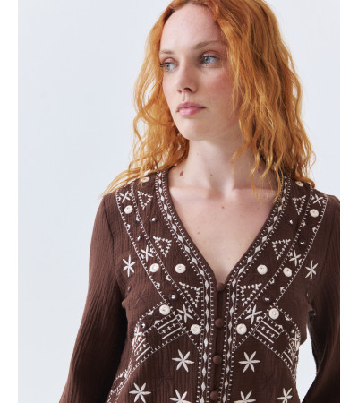 BLUSA BORDADA ESTILO BOHO CON BRILLOS | MULAYA