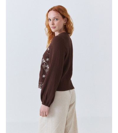 BLUSA BORDADA ESTILO BOHO CON BRILLOS | MULAYA