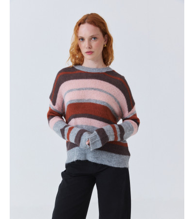 Jersey de Rayas con Cuello Redondo y Rib | MULAYA