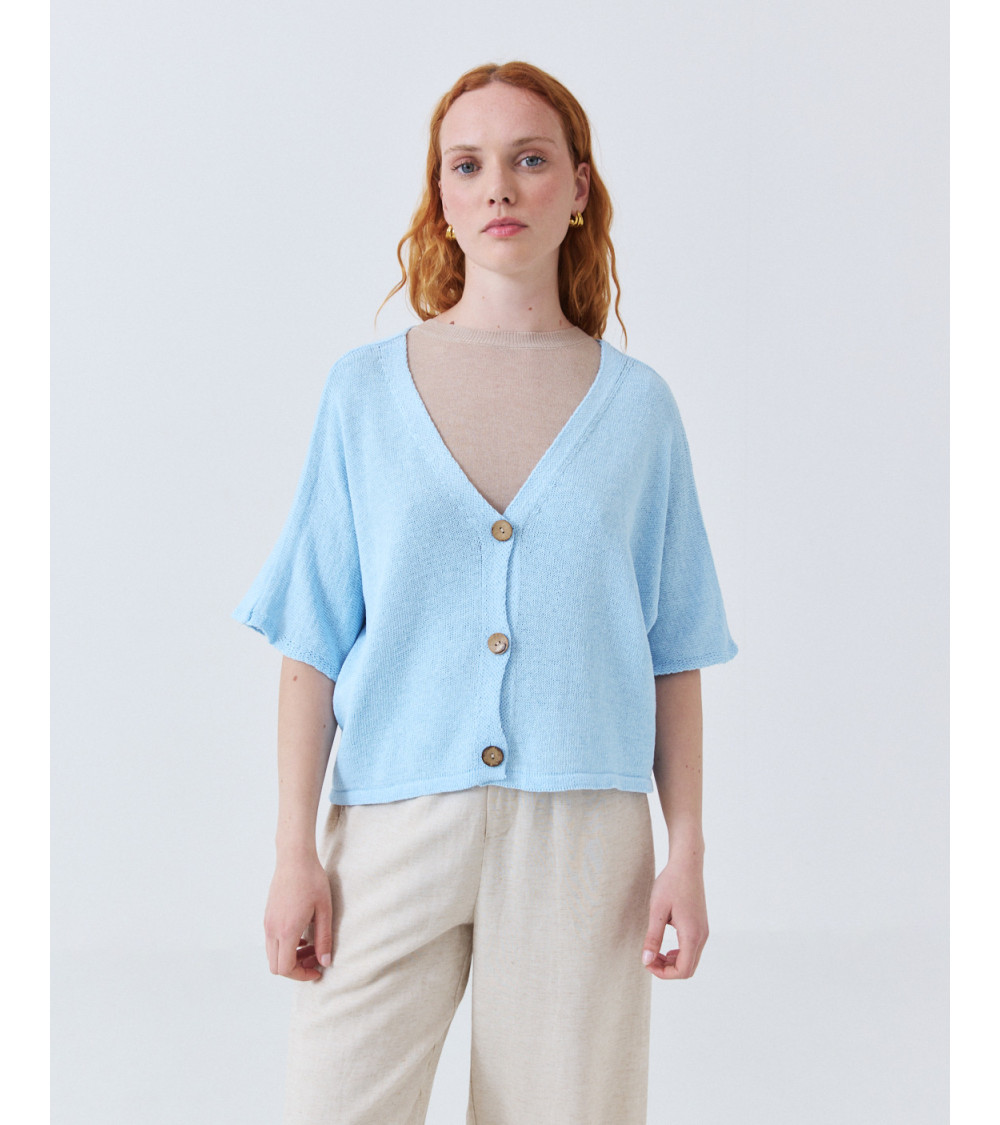 JERSEY MANGA CORTA MURCIÉLAGO CON CUELLO V | MULAYA