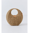 BOLSO REDONDO DE RAFIA CON ASA RÍGIDA Y BANDOLERA | MULAYA