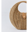 BOLSO REDONDO DE RAFIA CON ASA RÍGIDA Y BANDOLERA | MULAYA