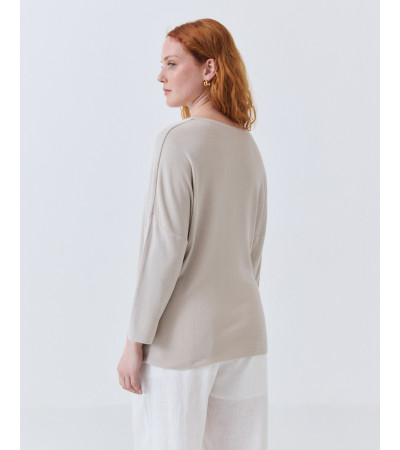 JERSEY DE PUNTO CON CUELLO REDONDO Y MANGA FRANCESA | MULAYA