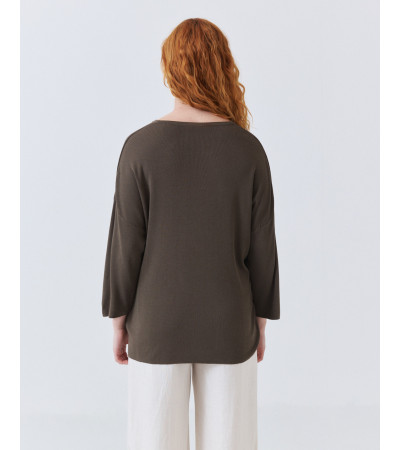 JERSEY DE PUNTO CON CUELLO REDONDO Y MANGA FRANCESA | MULAYA