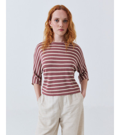 JERSEY DE PUNTO CON RAYAS Y MANGA MURCIÉLAGO | MULAYA