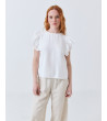 BLUSA BLANCA CON MANGAS DE VOLANTES Y HOJALILLO | MULAYA