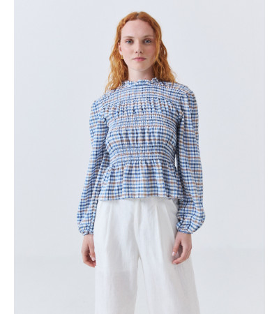 BLUSA FRUNCIDA DE CUADROS VICHY | MULAYA