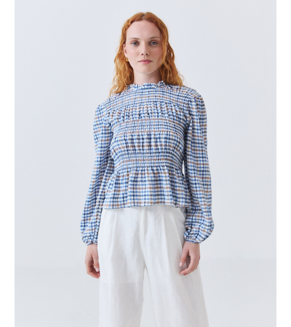 BLUSA FRUNCIDA DE CUADROS VICHY | MULAYA