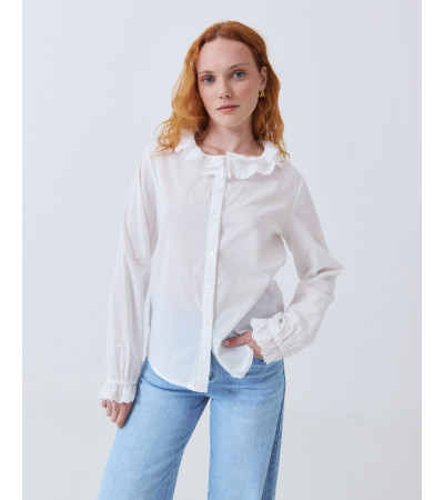 CAMISA DE ALGODÓN CON CUELLO DE ENCAJE | MULAYA