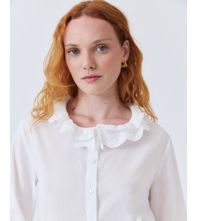 CAMISA DE ALGODÓN CON CUELLO DE ENCAJE | MULAYA