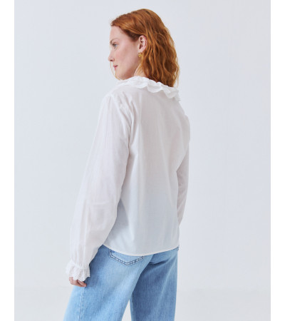 CAMISA DE ALGODÓN CON CUELLO DE ENCAJE | MULAYA