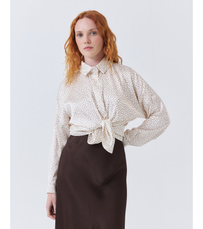 Camisa de Lunares con Nudo Frontal | MULAYA