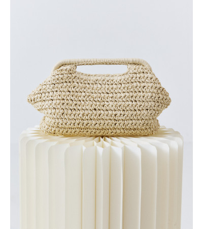 BOLSO DE PAJA TRENZADA CON CADENA DORADA | MULAYA