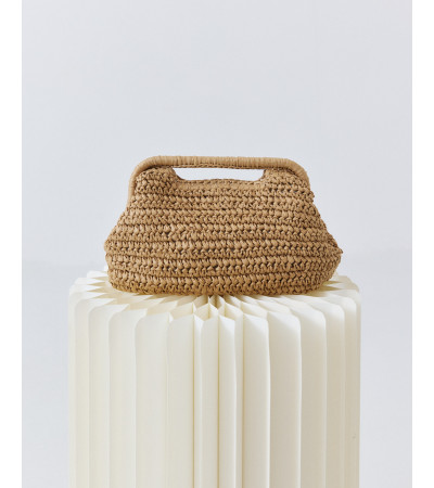 BOLSO DE PAJA TRENZADA CON CADENA DORADA | MULAYA