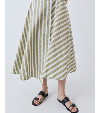 FALDA MIDI DE RAYAS CON BOTONES Y HILO BRILLANTE | MULAYA