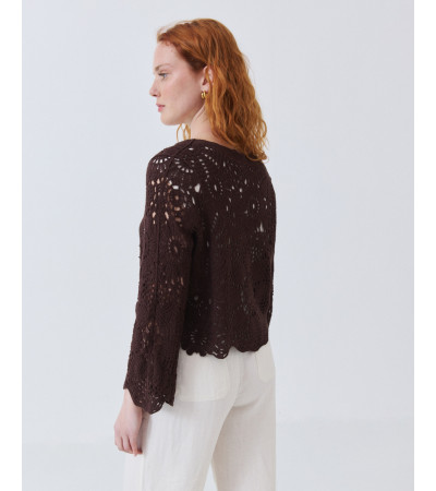 CÁRDIGAN DE ALGODÓN EN CROCHET CON CUELLO V | MULAYA