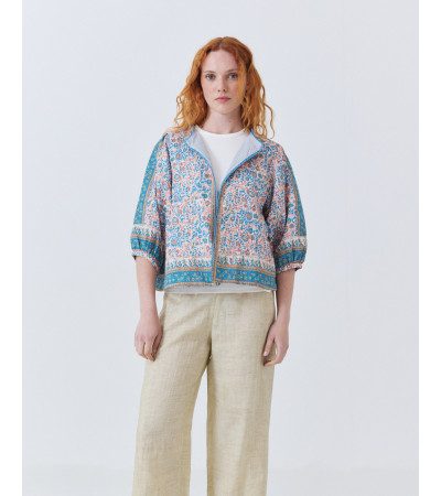Chaqueta Estampada de Algodón con Encaje | MULAYA