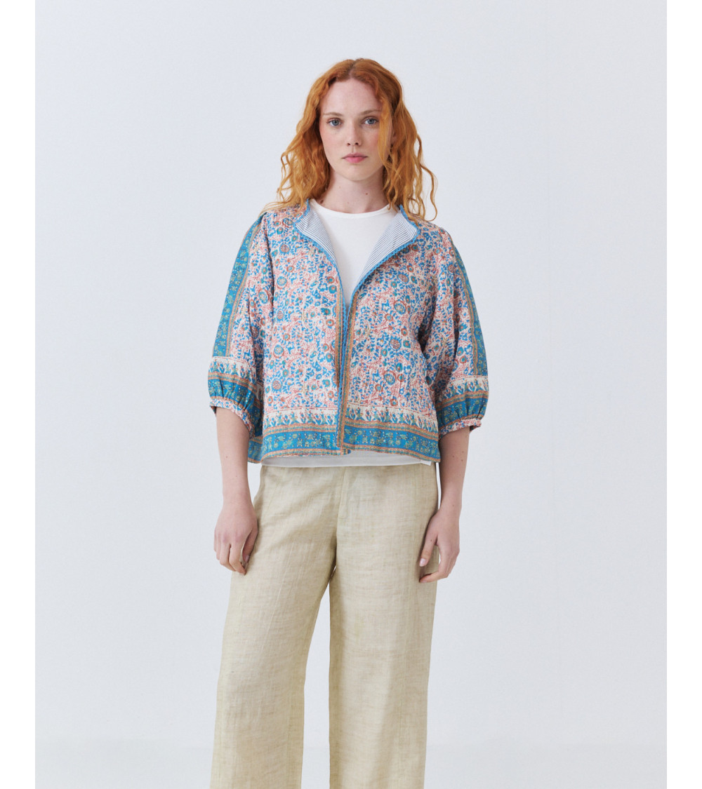 Chaqueta Estampada de Algodón con Encaje | MULAYA