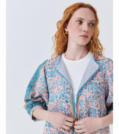 Chaqueta Estampada de Algodón con Encaje | MULAYA