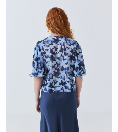 Blusa Estampada de Flores con Manga Abullonada | MULAYA
