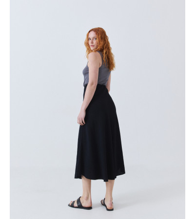 FALDA MIDI EVASÉ DE VISCOSA CON CINTURA ELÁSTICA | MULAYA