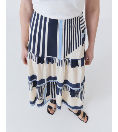 Falda Midi de Algodón con Estampado Geométrico | MULAYA