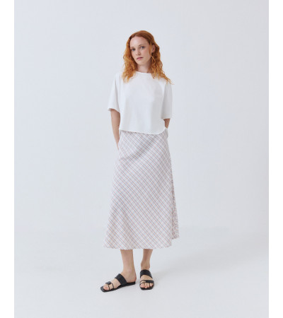 Falda Midi Evasé con Estampado de Cuadros | MULAYA
