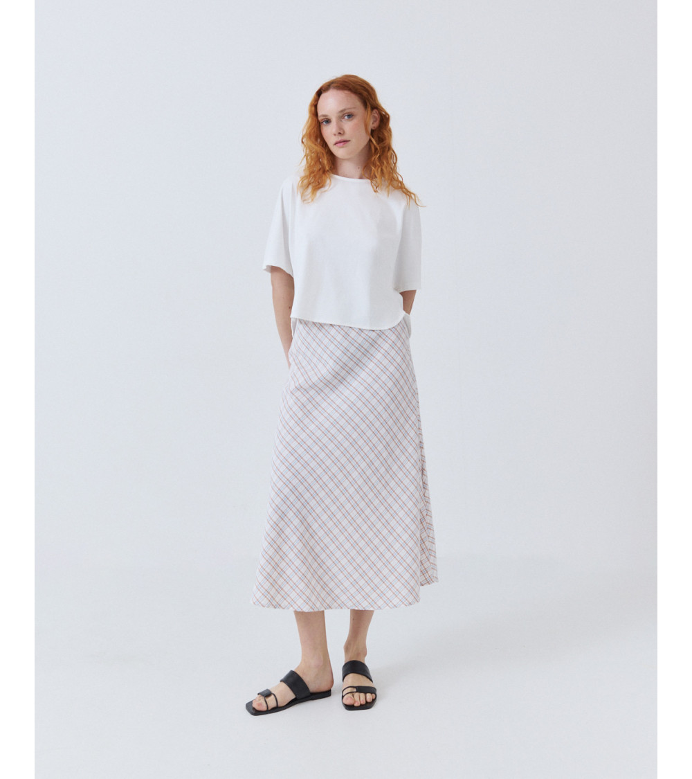 Falda Midi Evasé con Estampado de Cuadros | MULAYA