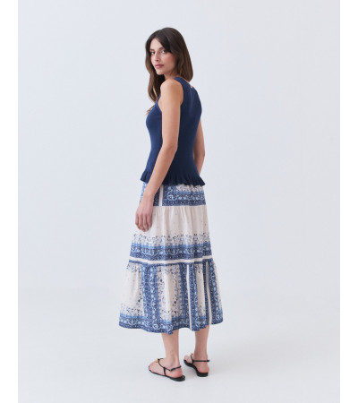 Falda Midi de Algodón con Estampado Étnico | MULAYA