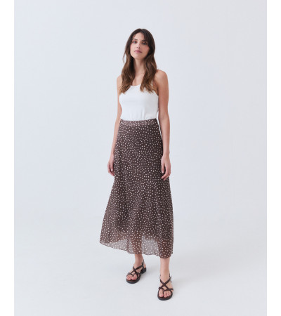 Falda Midi de Lunares con Cintura Elástica | MULAYA