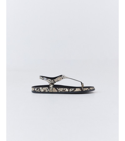 Sandalia Plana de Dedo Estampado Serpiente | MULAYA