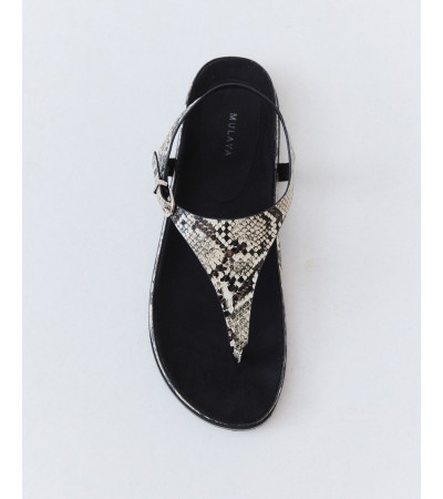 Sandalia Plana de Dedo Estampado Serpiente | MULAYA