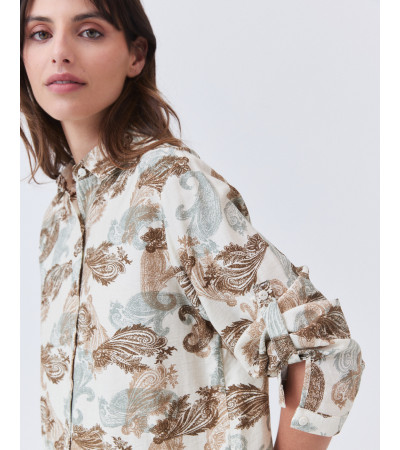 Camisa Estampado Ornamental Cuello Solapa | MULAYA