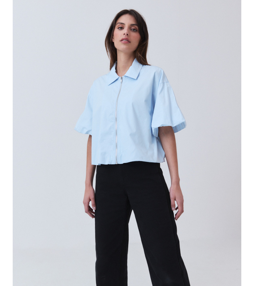 Camisa Corta Mangas Abullonadas Efecto Globo | MULAYA