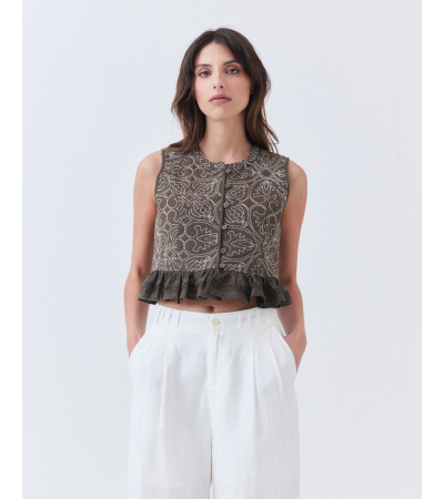 Chaleco Acolchado Bordado con Encaje | MULAYA
