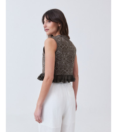 Chaleco Acolchado Bordado con Encaje | MULAYA