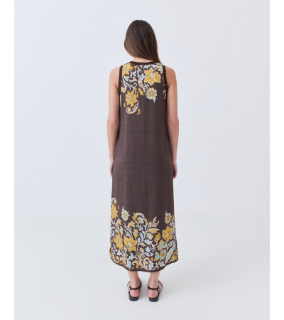 Vestido Largo de Punto Rib con Estampado de Flores | MULAYA