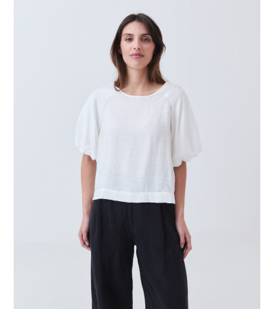 Blusa Texturizada con Mangas Globo | MULAYA
