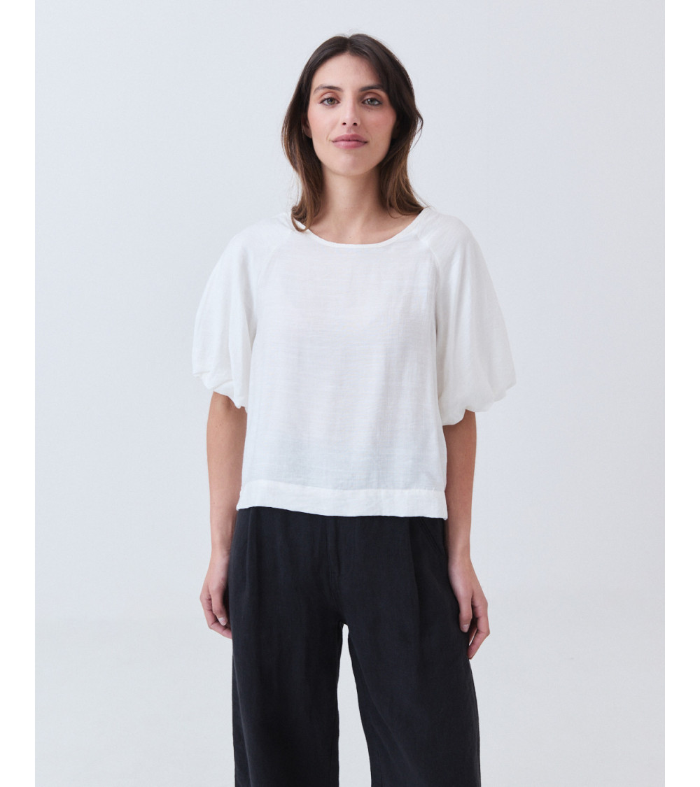 Blusa Texturizada con Mangas Globo | MULAYA