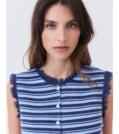 Chaleco de Rayas con Detalle de Flecos | MULAYA