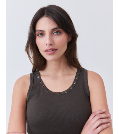 Top Manga Sisa con Ojales en Rib | MULAYA