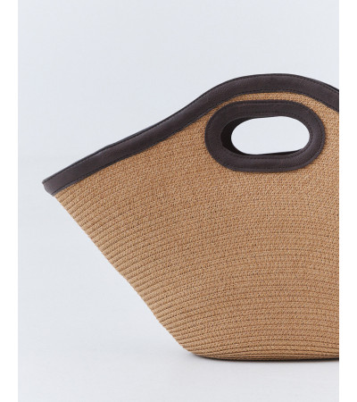 Bolso Capazo Rafia con Detalles de Polipiel | MULAYA