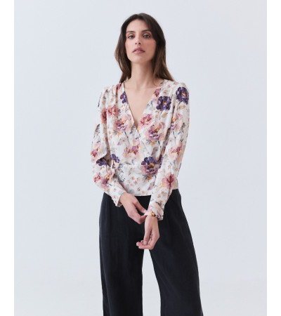 Blusa Cruzada con Estampado de Flores | MULAYA