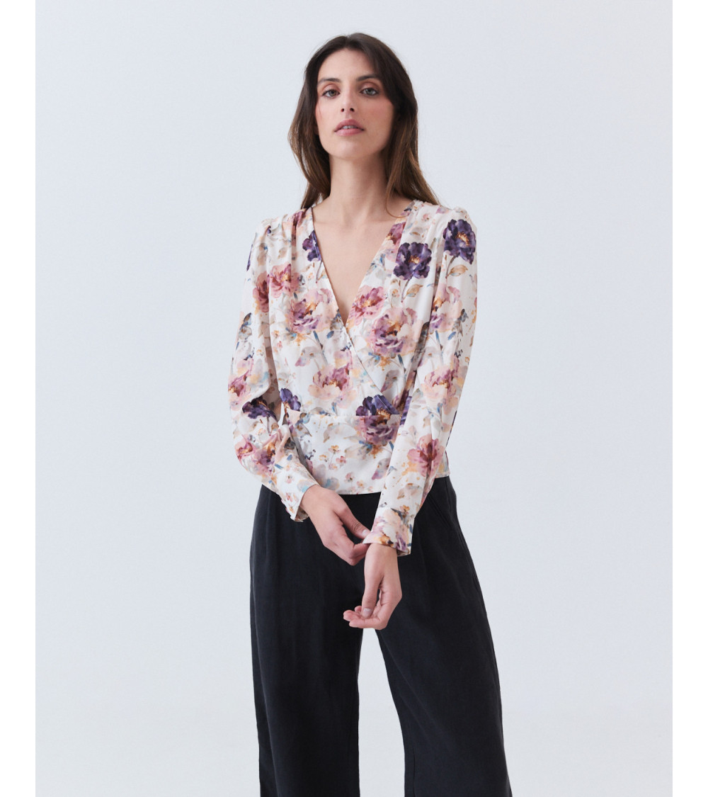 Blusa Cruzada con Estampado de Flores | MULAYA