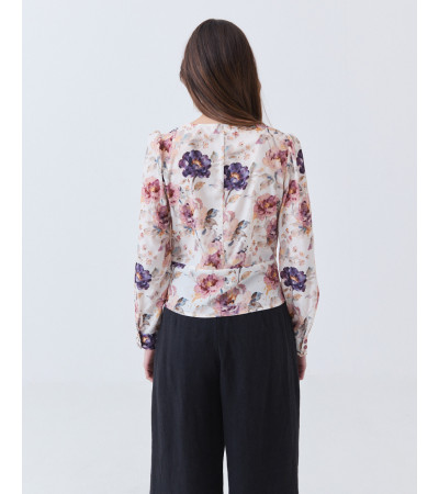 Blusa Cruzada con Estampado de Flores | MULAYA