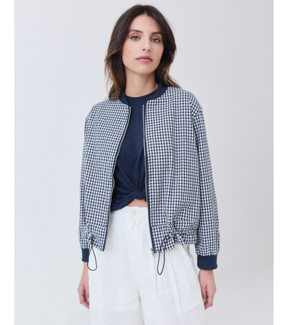 BOMBER DE ALGODÓN A CUADROS CON CIERRE CREMALLERA | MULAYA