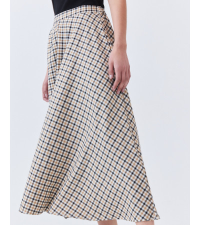 FALDA MIDI EVASÉ A CUADROS CON CINTURA ELÁSTICA | MULAYA