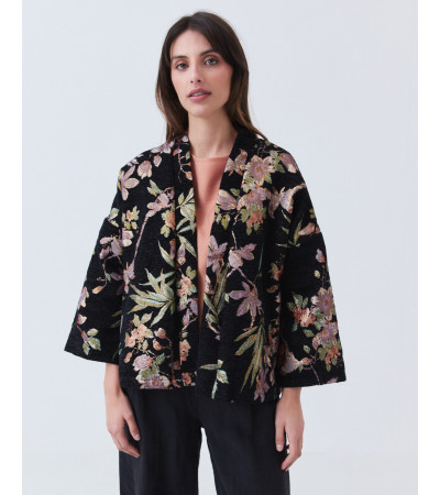 KIMONO DE FLORES LUREX CON MANGA TRES CUARTOS | MULAYA