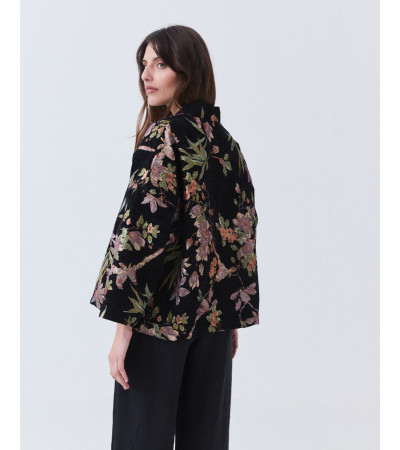 KIMONO DE FLORES LUREX CON MANGA TRES CUARTOS | MULAYA